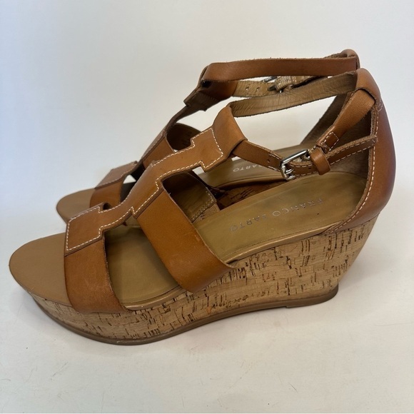 Franco Sarto Women's Wedge Sandals Falco Size 8.5 Cork Platfrom Gladiator Cognac - Picture 10 of 14